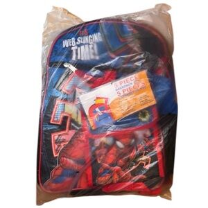 NWT Bioworld 5 Piece Spider-Man “It’s Web-Slinging Time” Backpack Set